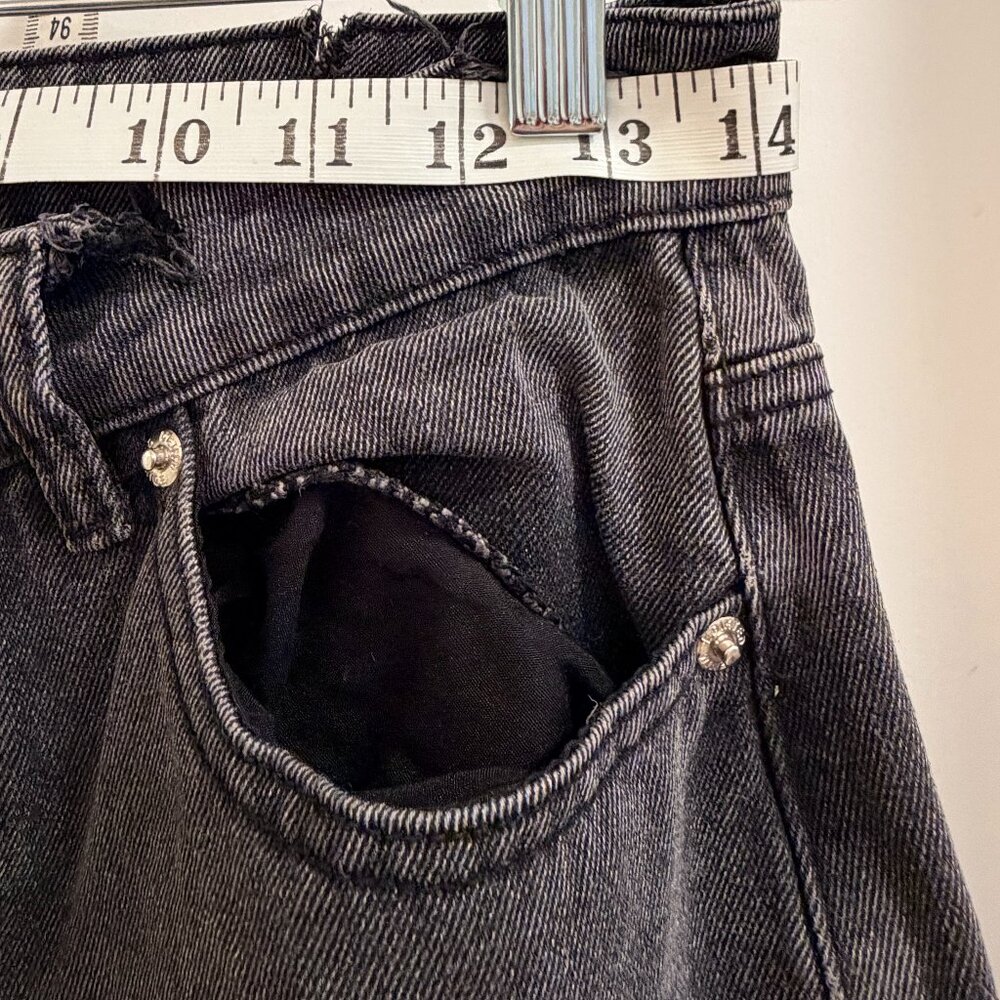 Edikted Washed Black Wide-Leg Jeans XS Raw Hem 100% Cotton - Picture 9 of 9